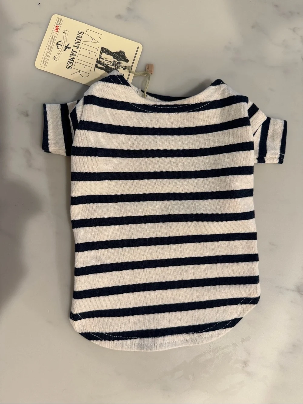 Saint James Navy and White Striped Dog Tee